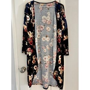 Let Them Eat Cake Kimono Cardigan Women's Large Velvet Floral Whimsigoth Boho